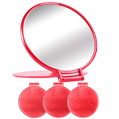 Espelho compacto espelho de maquiagem redondo em massa para bolsa, conjunto de 3, 2,6l x 2,37w