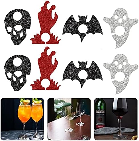 ABAODAM 8PCS Halloween Wine Glass Ring Anel não tecido Creative Wine Cup Decoration Party Favor