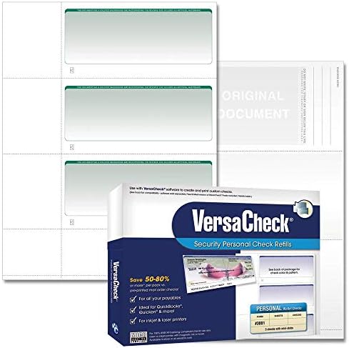 Verificações de verificações seguras de versacheck - 750 negócios em branco ou carteira pessoal - verde graduado - 250
