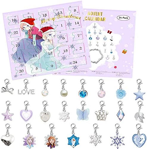 Calendário do Advento 2022, 24 dias surpresa calendários de contagem regressiva de Natal Frozen Jewelry Set Gift para meninas adolescentes