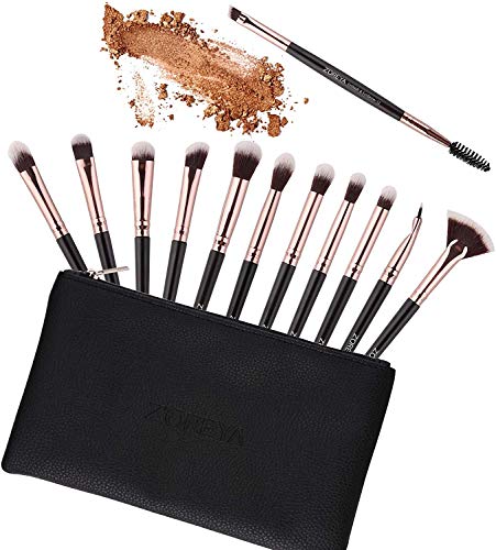 Escovas de maquiagem dos olhos Zoreya, 12 PCs Professional Olhe Brush Seteshadow, sobrancelha, mistura, ventilador, pincéis