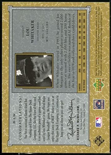 Lou Whitaker Card 2001 SP Legendary Cortes de estréia Bat blw