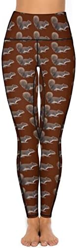 Calças de ioga de esquilos engraçadas com bolsos para mulheres de alta coragem Controle de barragem para treinar