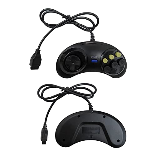 QBLAHIP 2PCS 6 Button Game Controller para Sega Genesis Black