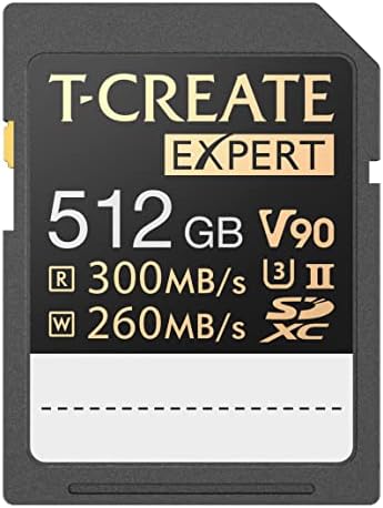 Teamgroup T-Create Expert 512GB SD CARD UHS-II SDXC U3 V90 Velocidade de leitura de até 300 MB/S, suporta videografia 8k e 4K compatível com a Canon Sony Nikon Panasonic Olympus Digital Camera TTCSDX512GIIV9001