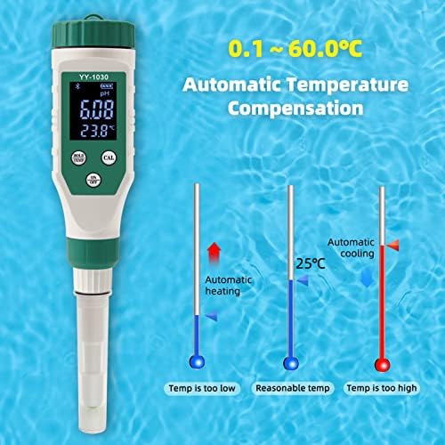 Medidor de pH nikou, medidor de pH digital Bluetooth inteligente para solo de queijo de queijo de massa de água, exibir pH e valores de temperatura