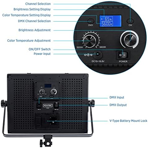 Kit de painel bi-colorido de LED Fovitec 1200 com montagem em V, 2 painéis de LED e portas de celeiro, temperatura de cor 5600k,