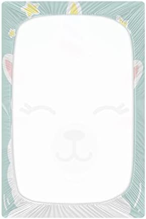 Alaza Unicorn llama com citação unicorn arco -íris folhas de berço engraçado lençóis de berço para meninos meninas bebês criança, mini tamanho 39 x 27 polegadas