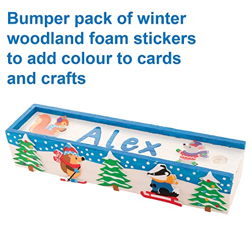 Baker Ross FC285 Adesivos de espuma da floresta de inverno - pacote de 200, adesivos para crianças, ideais para projetos