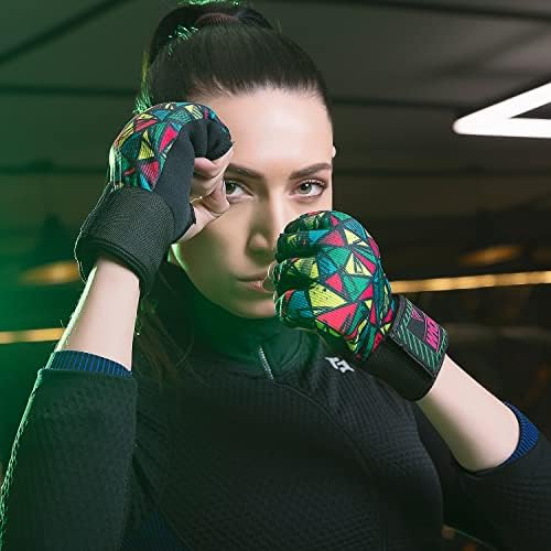 Envolva as luvas internas do boxe - Bandagens acolchoadas elásticas em gel sob apoio de pulso longo para MMA Muay Thai Kickboxing Treinamento de Artes Marciais | Protetor de punho