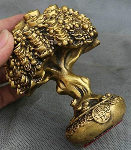 ZAMTAC Detalhes sobre o chinês Feng Shui Bronze Treasure Bowl Yuanbao Coin Riqueza Estátua da Árvore do Money