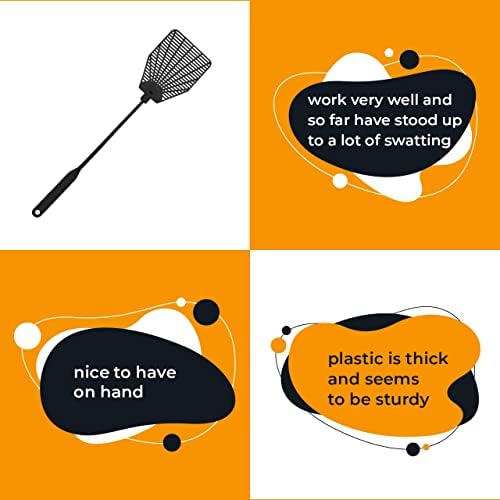 Ofxdd Rubber mosca Swatter, Long Fly Swatter Pack, Swatter Swatter Hovery Duty, Total Black Color