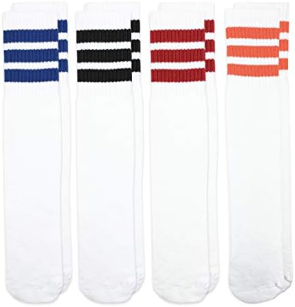 Jefferies Socks Boys 'Girls Unisex Stripe variado até as meias de tubo alto 4 pacote
