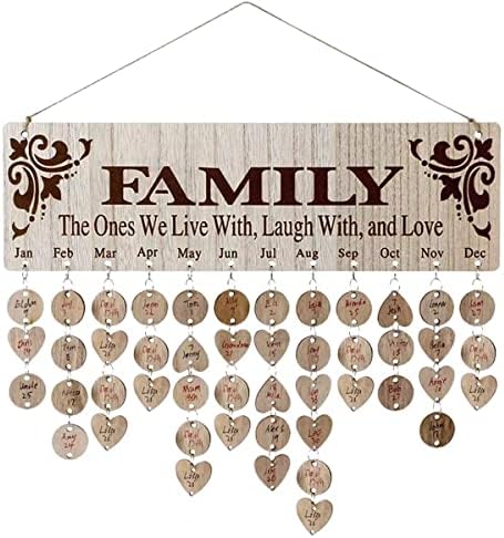 Photo de calendário do rastreador de aniversário da família Wooden Lembrete da parede Decorate Presentes para criança mãe avó