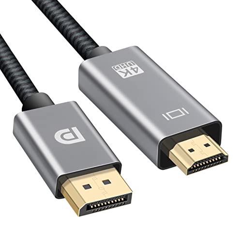 Peuzava 4K DisplayPort para cabo HDMI de 10 pés, DP premium para HDMI trançado o cabo de alta velocidade compatível com o laptop