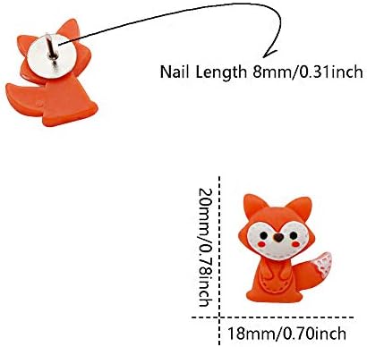 Jruizhp 30 pcs fox fox em forma de pino de pino de cortiça mapa de decoração mini thumbtack desenho animal pino de