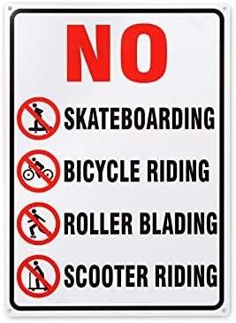 Sem skate, sem bicicleta andando sem rolante sem scooter sinais de pilotagem de 10 x 14 polegadas 40 mil espessura de alumínio