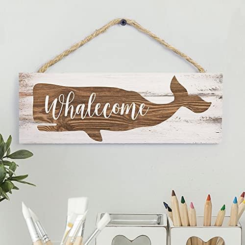 P. Graham Dunn Welcome Whale Natural Brown 10 x 4 Pinheiro Salto de Decora