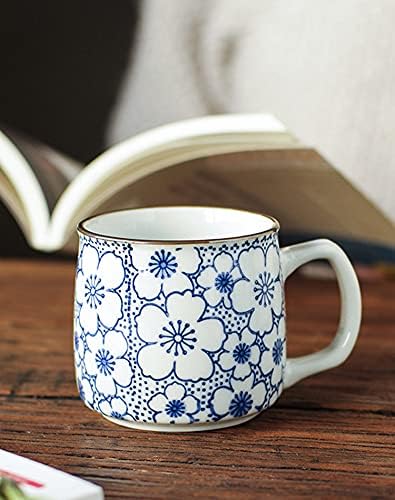 Caalio mini caneca de café de chá de cerâmica para escritório e casa, estilo japonês, lava -louças e cofre de microondas, para chá, suco, café 8,8 onças - sombra de flor
