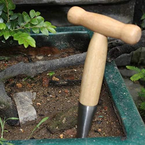 Ferramentas manuais DiBber Hand Dibber Soneless Sow Sow Dibber Bulbo Dibble Dibble Tool com alça de madeira para cavar semear o solo de sola