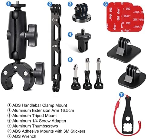 Pacote de motocicletas HSU, incluindo montagem de braço de extensão do capacete e grampo de montagem do guidão, kit de montagem