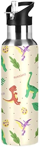 Emelivor Dinosaur Water Bottle Bottle Water A vácuo garrafa de água em aço inoxidável com tampa de palha de 20 onças Bolttle para mulheres ginásticas esportes de caminhada