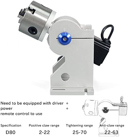 Commker 80mm 3 mandíbula mandíbula Rotary para máquina de marcação a laser, acessório de gravador a laser de fibra, 3 judeus eixos rotativos perfeitos para jóias, anéis, pulseiras