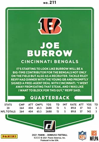 2021 Panini Donruss #211 JOE BURROW FUTEBOL CART BENGLAS