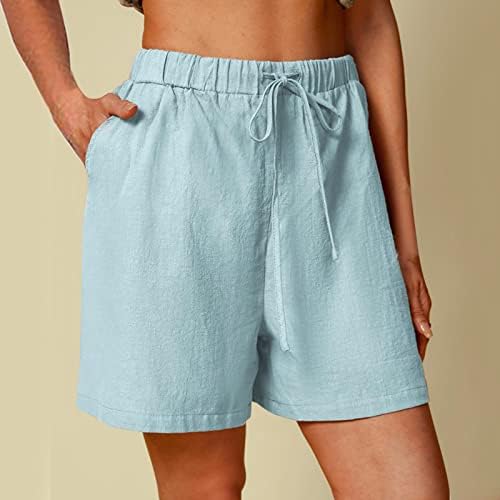 Hatop feminino shorts para shorts de cintura alta no verão Cantura elástica da cintura e shorts femininos sólidos shorts de algodão