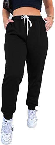 Andongnywell Women's Loose Sport Flacks em calças de cores sólidas Casa de cor sólida Casual versátil calça as calças