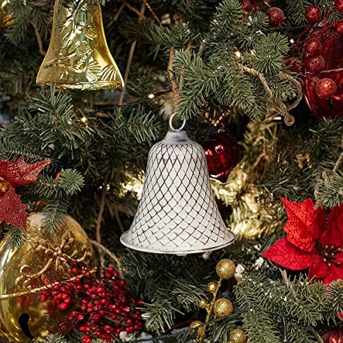 Conjunto de emadgift de 3 9 , 8, 6 h grande lava-me metal branco Liberty Bell/vintage Bell-Christmas Jingle Bell, decoração em casa, árvore de férias, grinalda de Christamas, ornamento de parede para DIY…