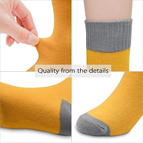 Sptramle Boys Girls Crew Socks, 5 pares de algodão meias de corte intermediário meias meio almofadas para crianças pequenas