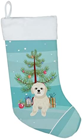 Tesouros de Caroline WDK3171CS SHIH-TZU GOLD 3 Meias de Natal de Natal, lareira pendurando meias de Natal Decorações