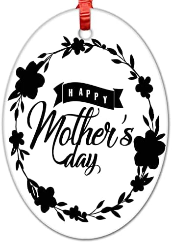 Feliz Dia das Mães Black Grinalsa Ornamentos de cerâmica pendurados ornamentos do dia das mães Decoração oval de decoração pendurada para decoração de férias