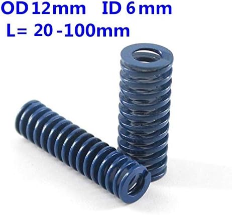 Nianxinn 2pcs carga leve Stamping Spiral Compression Die mola de mola de diâmetro externo helicoidal 12 mm de diâmetro interno de 6 mm de comprimento 20-100 mm 12 x 6 x 65 mm mola de compressão