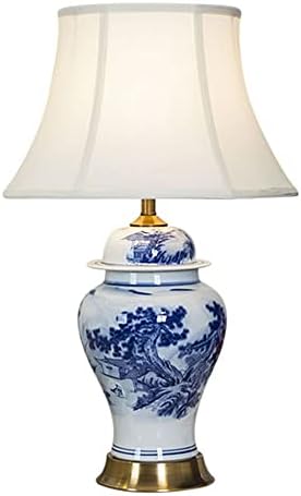 Usmjqvz 24,8 Lâmpada clássica de mesa clássica e branca chinesa Lâmpada de mesa de cabeceira de cabeceira para a sala de cabeceira