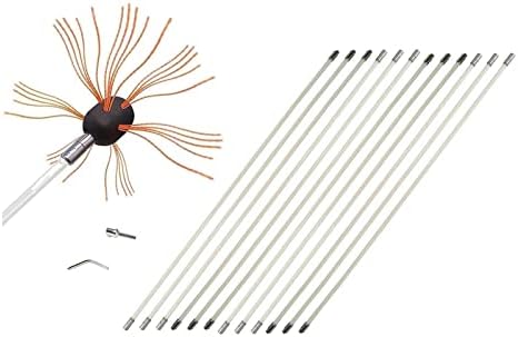 Kit de varredura do kit de varredura de chaminé de liyun, kit de limpeza de chaminés, pincel de chaminé, ferramenta de limpeza de chaminés, sistema de limpeza de chaminés com 6/8/10/12 hastes de chaminés flexíveis