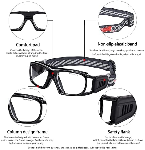 Soogree Sport Goggles Basquete futebol de futebol de futebol óculos de segurança óculos de proteção para óculos de raquetebol de raquetebol