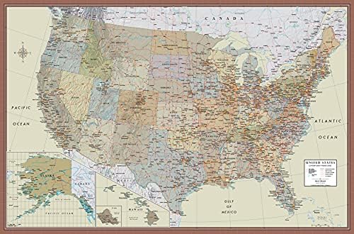 Swiftmaps World e EUA Premier contemporâneo 3D Conjunto de mapas de parede