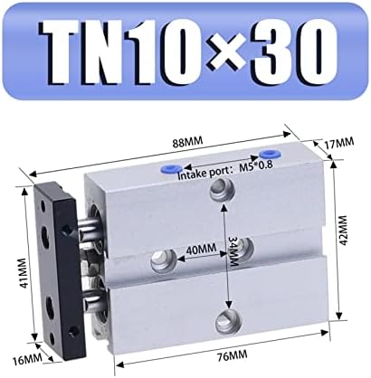 Connector de ajuste Cilindro de haste dupla TN 10mm Bore 10/15/20/25/30/35/40/50/60/70/80/90/10/20/125/150 mm Cilindro