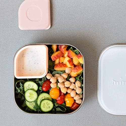 Miniware GrowBento Box e 2 silipods | Lancheira de aço inoxidável durável 304 e recipientes de armazenamento de silicone à prova de alimentos à prova de alimentos | Cresce de purês de bebês a almoços escolares