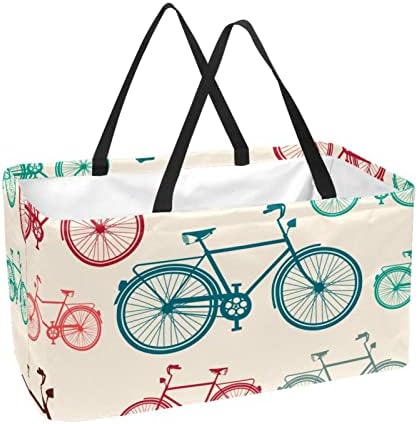 Cesta de compras reutilizáveis ​​de bicicleta colorida portátil de piquenique portátil sacos de mercearia