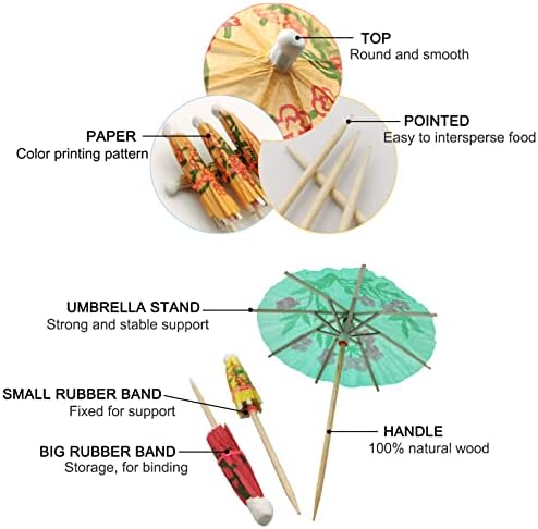 Blue Top Cocktail Umbrella Parasol Picks 4 polegadas pacote 144 Cores variadas, bebida de dente guarda -chuva para beber