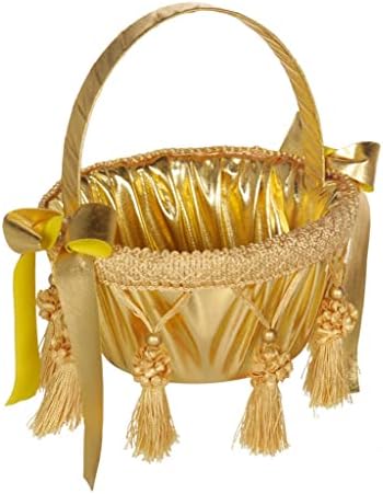 YFQHDD Supplies de casamento cesto de menina de flor de ouro cesto de cesta de flores de nupcial cesta de cesta de cesta