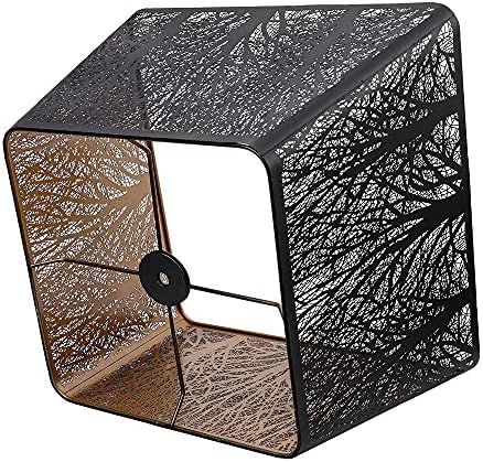 Lâmpadas quadradas médias, abajur de metal alucset com padrão de árvores para lâmpada de mesa e luz do piso, 9 x 12 x 8,8