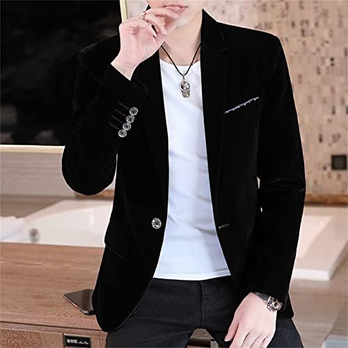 Homem Veludo vintage um botão Blazer leve Solid Casual Casual Casual Casual Casaco Slim Dinner Slim Dinner Slim Tuxedo