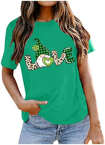 Mulher Patricks Dia Casual Camiseta Camiseta Camiseta Amor Imprimir Round Pescoço Graphic Print Blouse Top Top Top