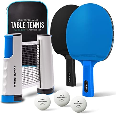 Papdles de pingue-pongue pró-spin Conjunto de 2 jogadores e pacote de bolas de pingue-pongue branco | Ultra-confort Set com raquetes