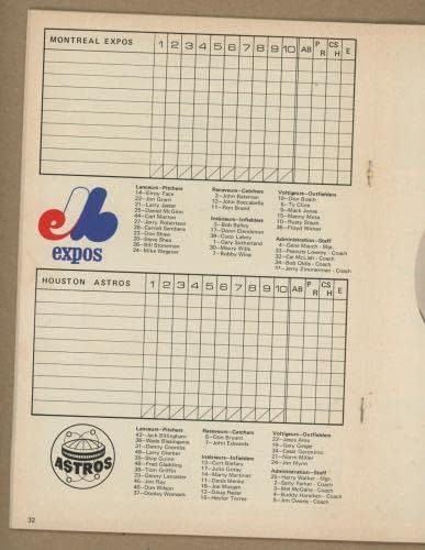 1º ano de maio de 1969 Programa de exposições de Montreal vs. Houston Astros não escorados - programas da MLB