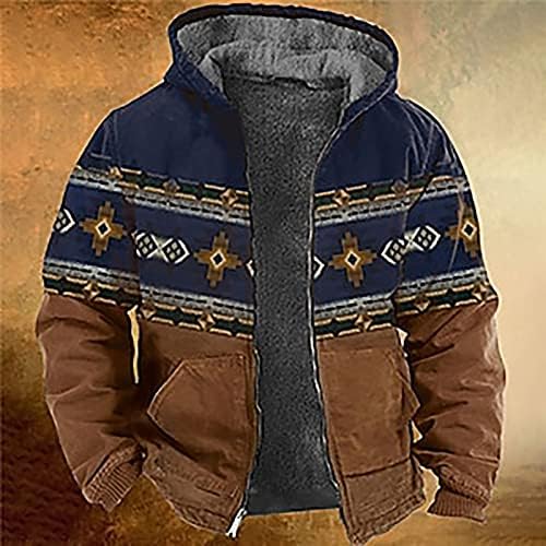Jaquetas para homens impressão casual de manga comprida suéter de zíper de algodão grosso de casacos de inverno